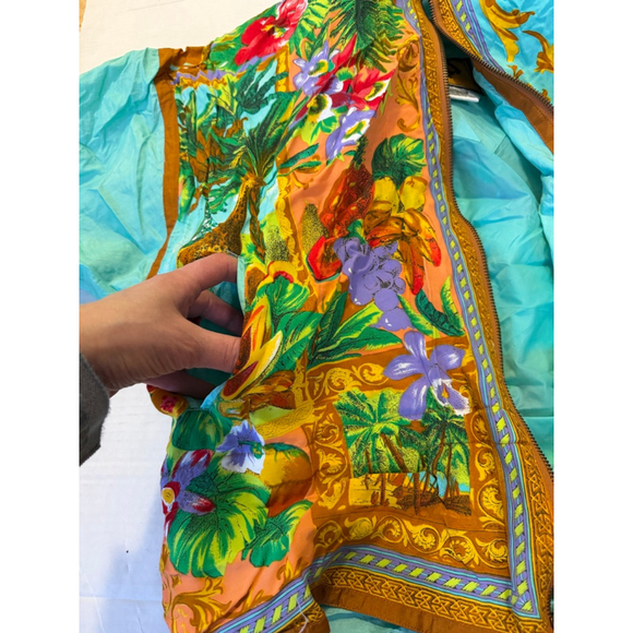 VTG New Women's FOXRUN Teal Multi-color Tropical Print Jacket Size L - Picture 9 of 11